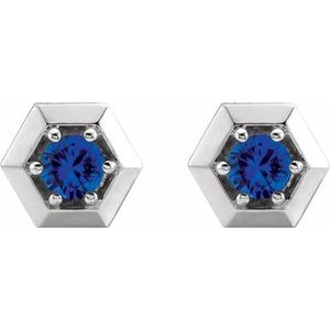 Marigold Blue Sapphire Honeycomb Stud Earrings