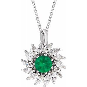 Aster Emerald and Diamond Starburst Necklace