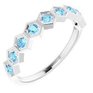 Marigold Aquamarine Honeycomb Stackable Ring