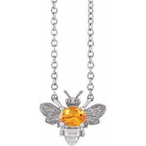 Marigold Orange Garnet Bee Necklace