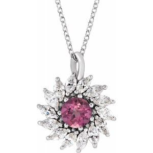 Aster Pink Tourmaline and Diamond Starburst Necklace