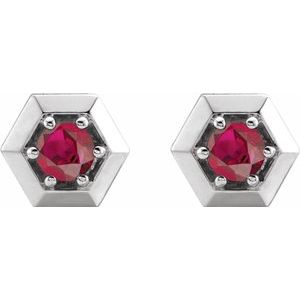 Marigold Ruby Honeycomb Stud Earrings