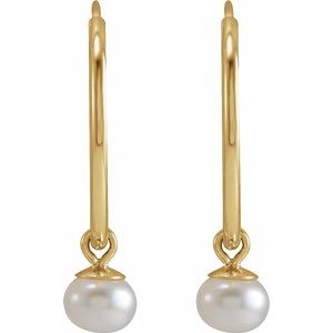 Hibiscus Pearl Medium Hoop Earrings