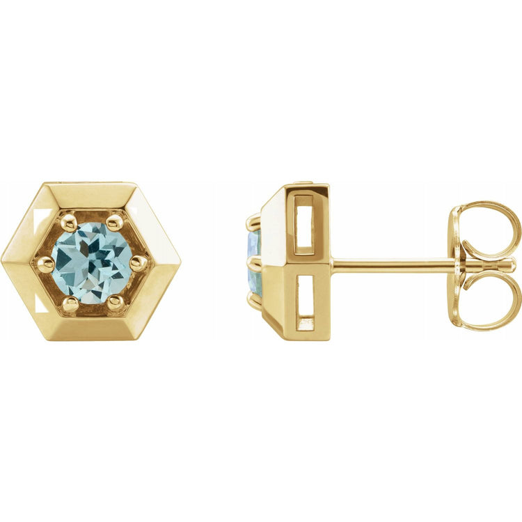 Marigold Aquamarine Honeycomb Stud Earrings