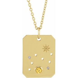 Aster Leo Citrine & Diamond Necklace