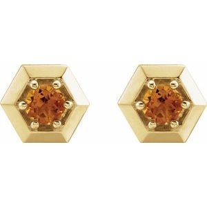 Marigold Citrine Honeycomb Stud Earrings