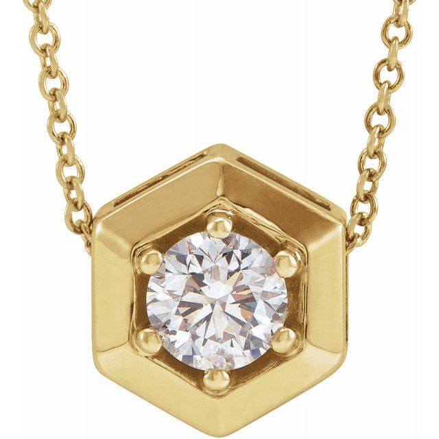 Marigold Diamond Solitaire Honeycomb Necklace