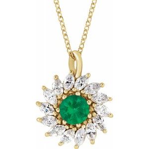Aster Emerald and Diamond Starburst Necklace