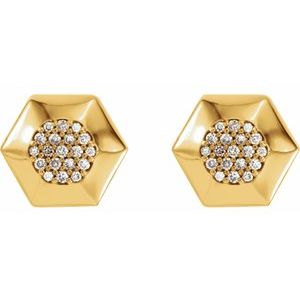 Marigold Diamond Cluster Honeycomb Stud Earrings