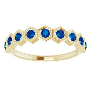Marigold Blue Sapphire Honeycomb Stackable Ring