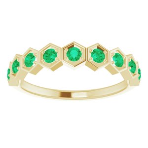 Marigold Emerald Honeycomb Stackable Ring