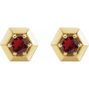 Marigold Garnet Honeycomb Stud Earrings