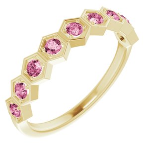 Marigold Pink Tourmaline Honeycomb Stackable Ring