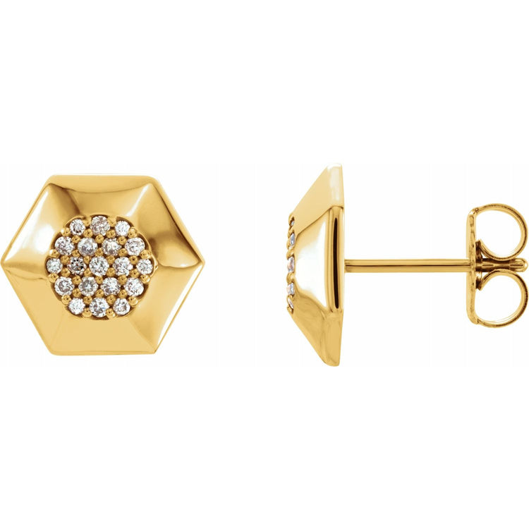 Marigold Diamond Cluster Honeycomb Stud Earrings