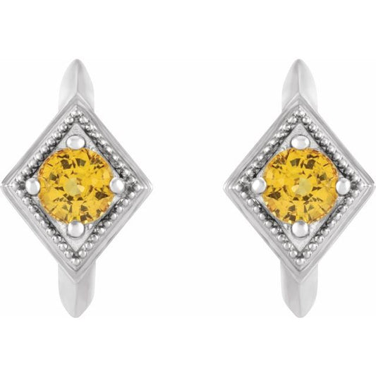 Dahlia Yellow Sapphire J Hoop Earrings