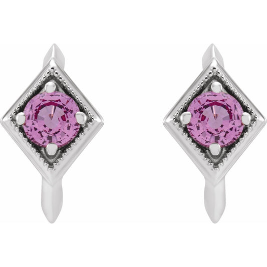 Dahlia Pink Sapphire J Hoop Earrings