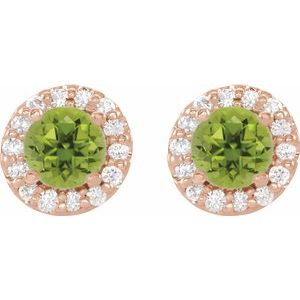 Rose Peridot & Diamond Halo Style Earrings