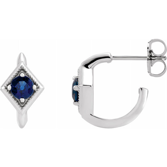 Dahlia Blue Sapphire J Hoop Earrings