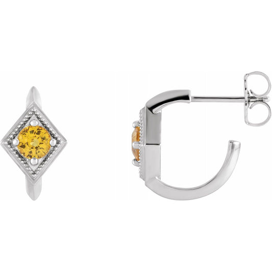 Dahlia Yellow Sapphire J Hoop Earrings