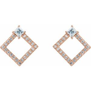 Dahlia Square White Sapphire & Diamond Earrings