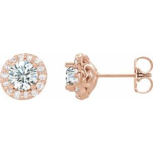 Rose White Sapphire & Diamond Halo Style Earrings
