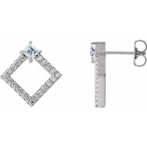 Dahlia Square White Sapphire & Diamond Earrings