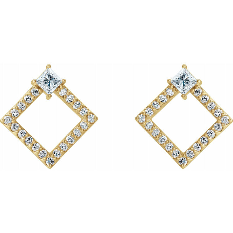 Dahlia Square White Sapphire & Diamond Earrings