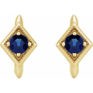 Dahlia Blue Sapphire J Hoop Earrings